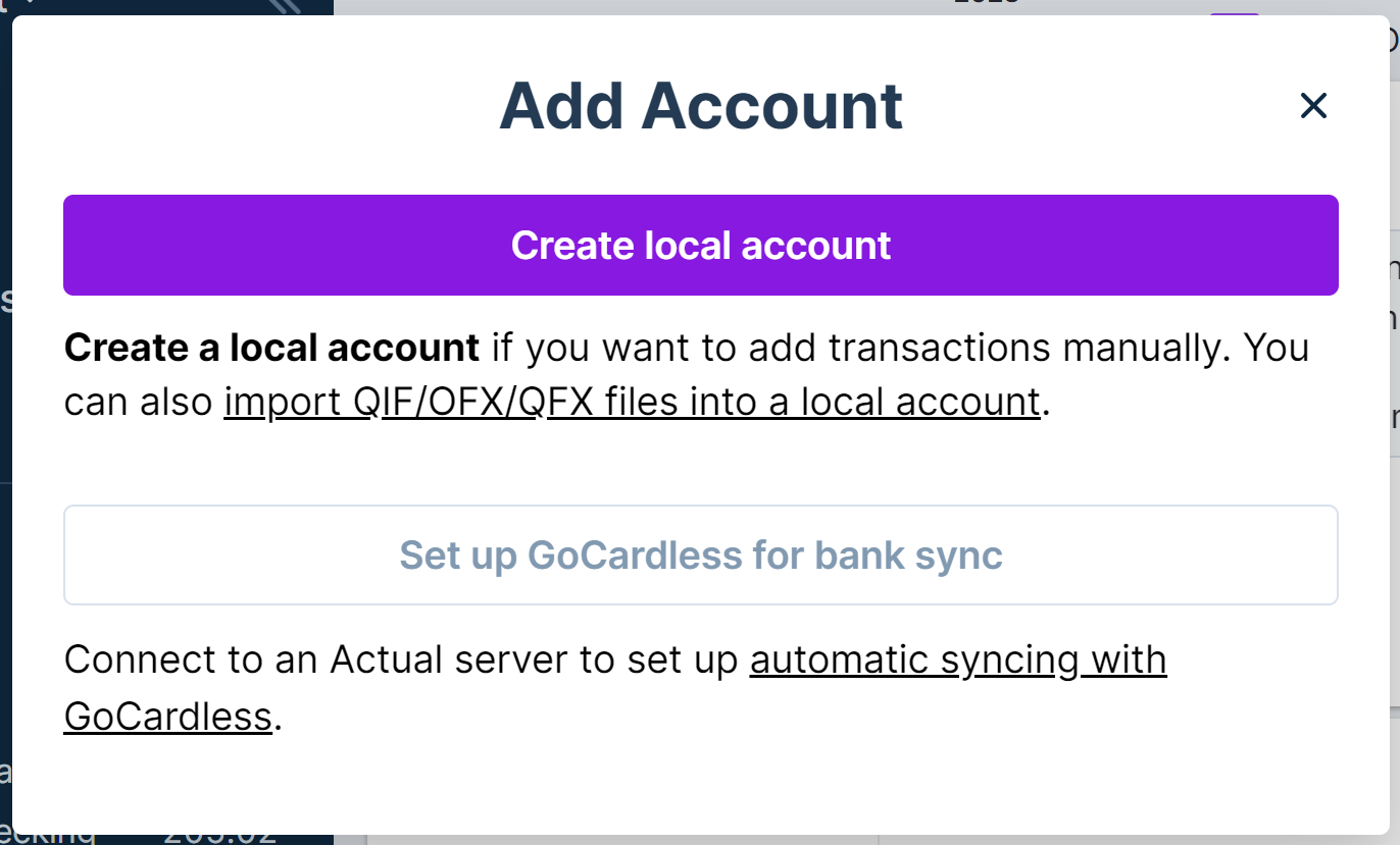 Add account dialog