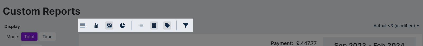 Custom reports center menu